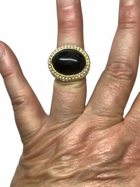 Gold Tone synthetic gemstone ring